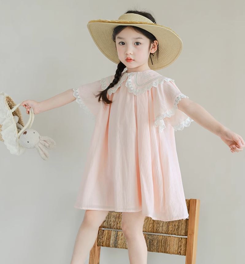 Lapel Lace Collar Babydoll Dress