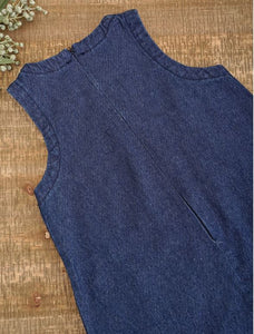 Spliced A-Line Denim Dress