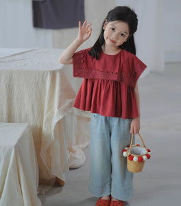 [Preorder] Square Embroidery Doll Collar Top