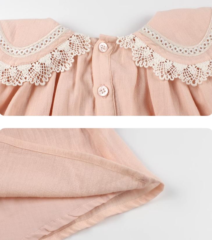 Lapel Lace Collar Babydoll Dress