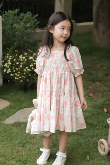 Provence Floral Shirred Dress