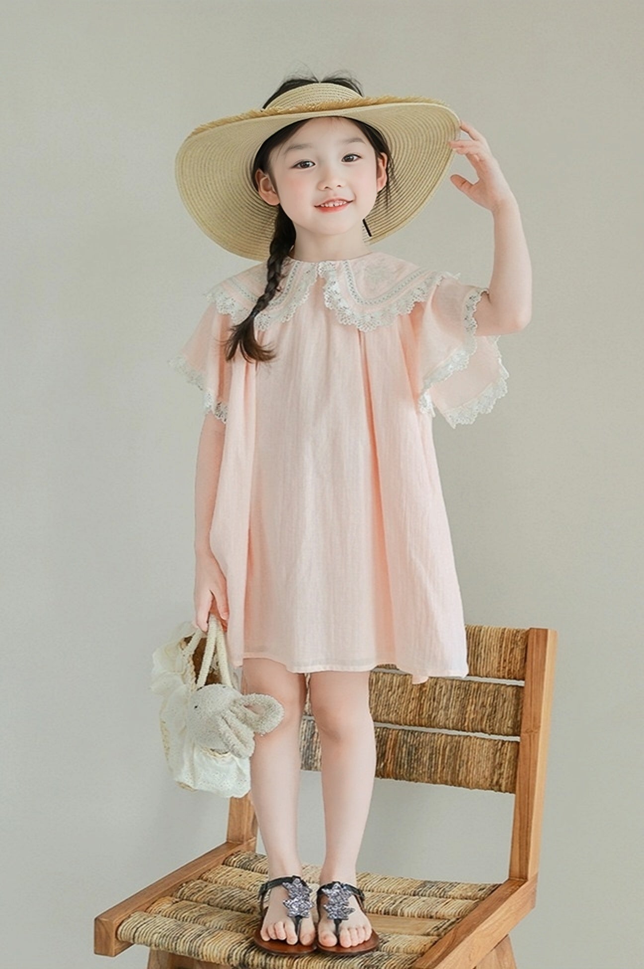 Lapel Lace Collar Babydoll Dress