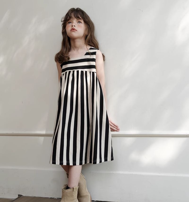 Dual Colors Striped Twinning Dress