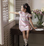 Load image into Gallery viewer, Cap Sleeves Pink Cheongsam Dress
