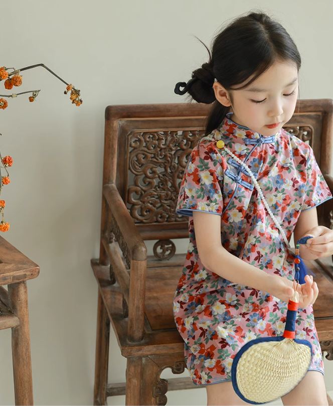 Multi-Floral Cheongsam Dress