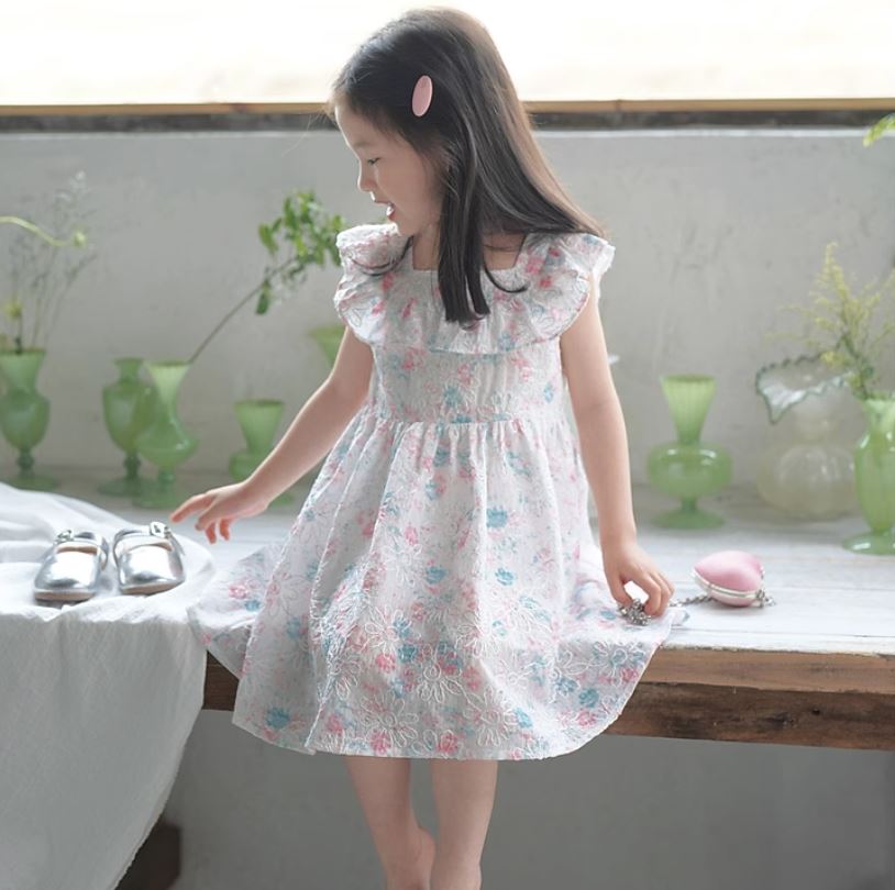 [Preorder] Embroidered Square Collar Dress