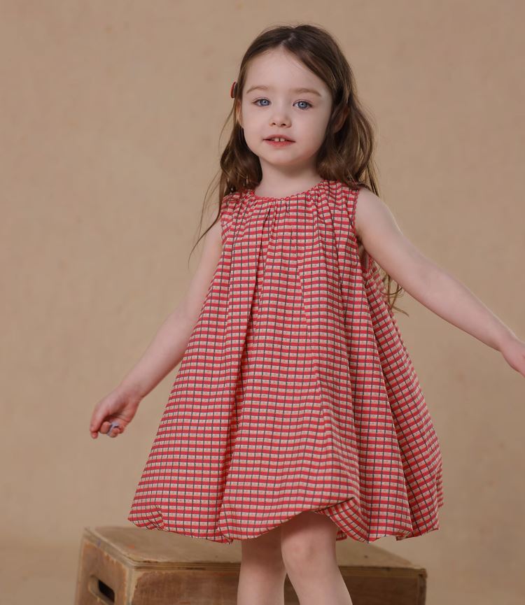 [Preorder] Grid Bubble Hem Dress