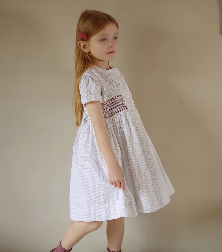 [Preorder] Dots & Shirred Buttons Dress