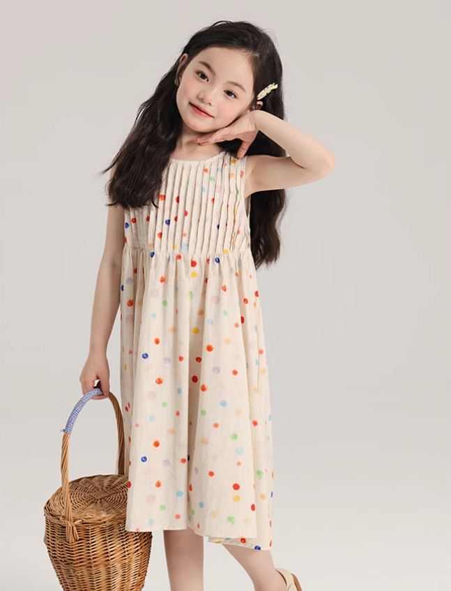 [Preorder] Colored Polka Dots Vest Dress