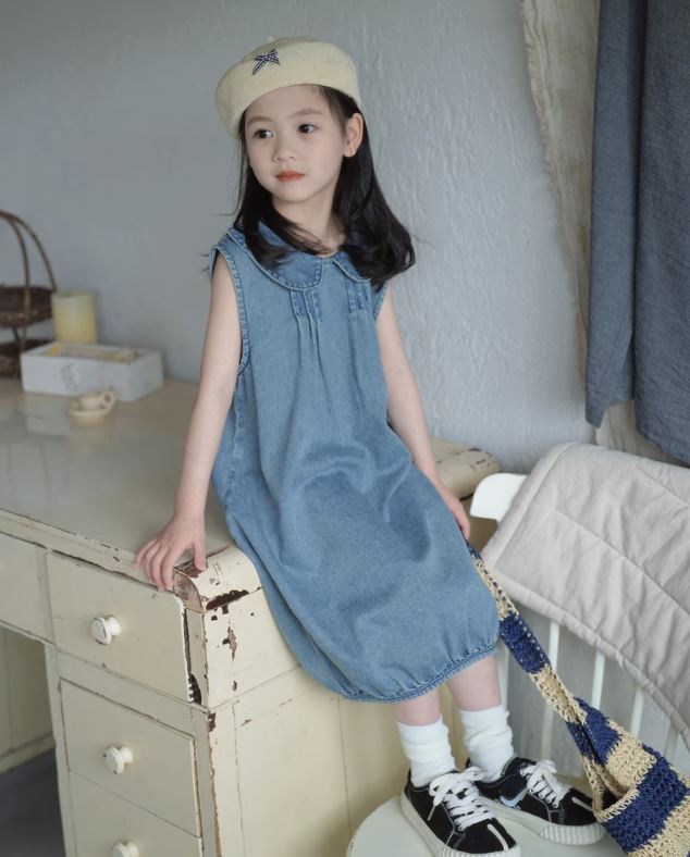 [Preorder] Doll Collar Denim Bud Dress