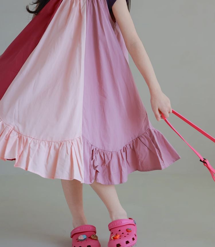 [Preorder] Triple Colors Ruffle Hem Dress