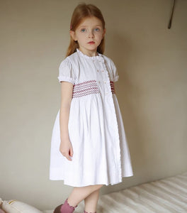 [Preorder] Dots & Shirred Buttons Dress