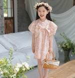 Load image into Gallery viewer, Front Bow Puff Sleeves Cheongsam Dress
