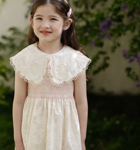 [Preorder] Lapel Collar Pink Florals Dress