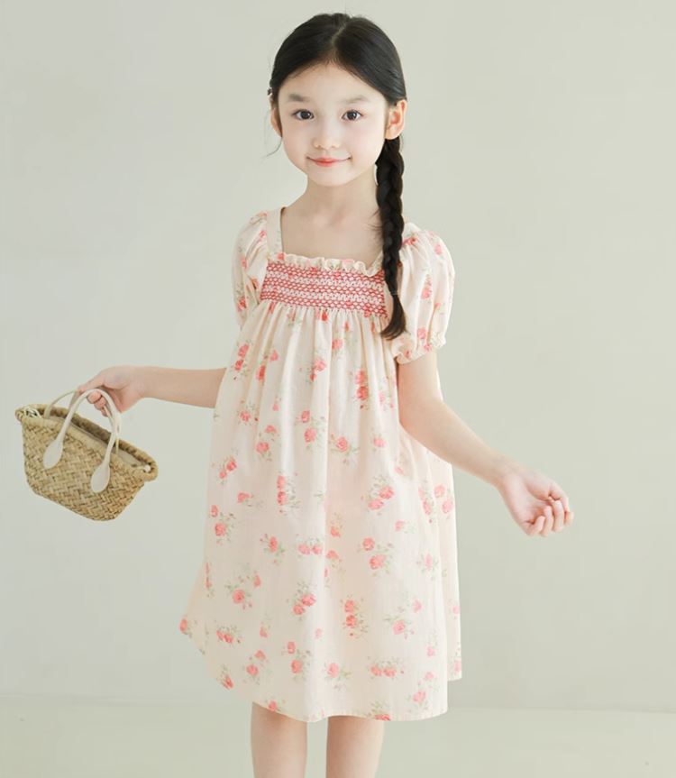 [Preorder] Pink Floral Shirred Dress