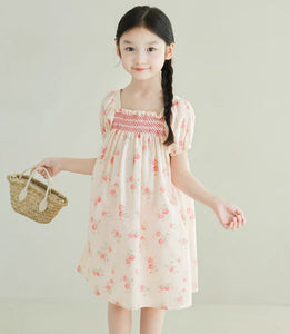 [Preorder] Pink Floral Shirred Dress