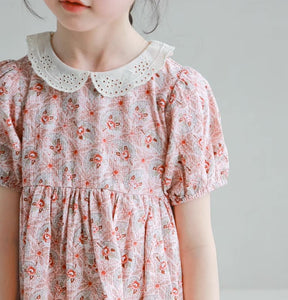 [Preorder] Lace Collar Crushed Floral Dress