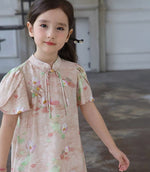 Load image into Gallery viewer, Lotus Leaf Sleeves Cheongsam Dress
