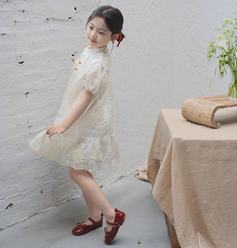 Embroidery Red Beads Cheongsam Dress