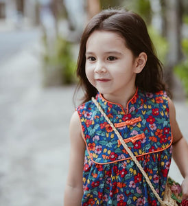 Vibrant Floral Cheongsam Dress