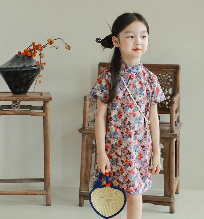 Multi-Floral Cheongsam Dress