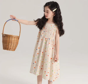 [Preorder] Colored Polka Dots Vest Dress