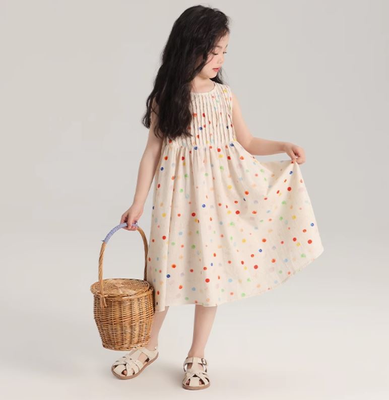 [Preorder] Colored Polka Dots Vest Dress