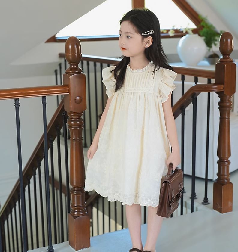 [Preorder] Ruffled Sleeve Scallop Hem Dress