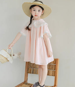 Lapel Lace Collar Babydoll Dress