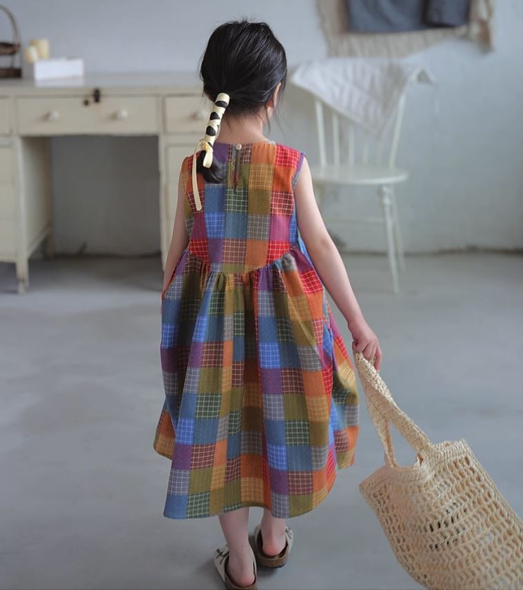 [Preorder] Colorful Plaid Vest Dress