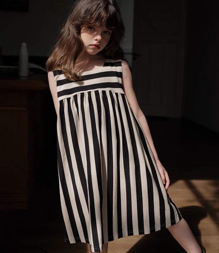 Dual Colors Striped Twinning Dress