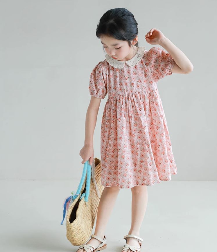 [Preorder] Lace Collar Crushed Floral Dress
