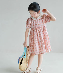 [Preorder] Lace Collar Crushed Floral Dress