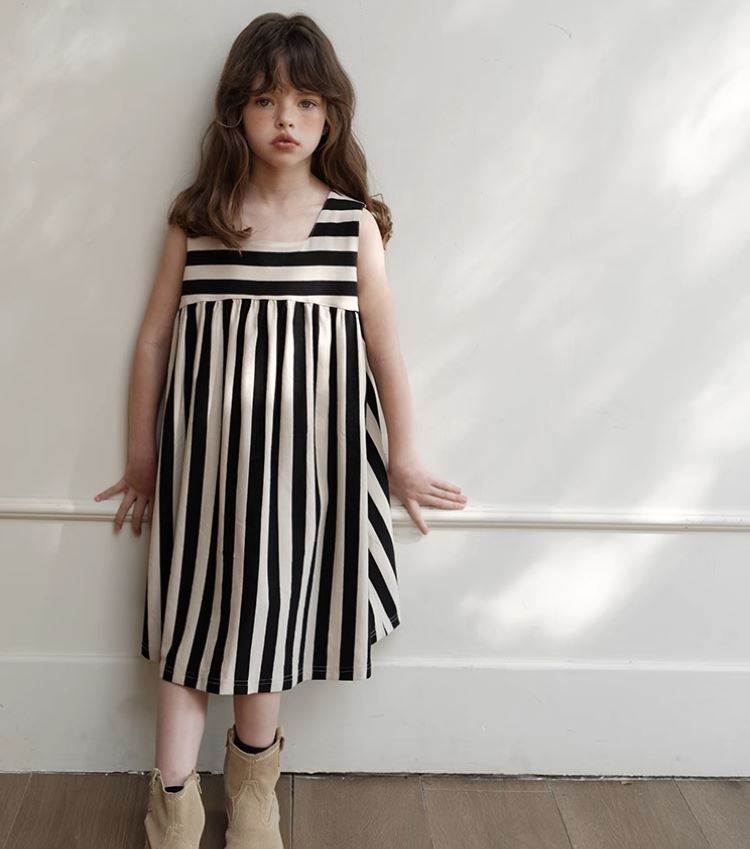 Dual Colors Striped Twinning Dress