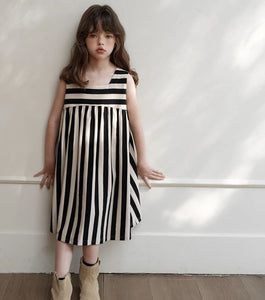 Dual Colors Striped Twinning Dress