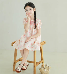 [Preorder] Pink Floral Shirred Dress