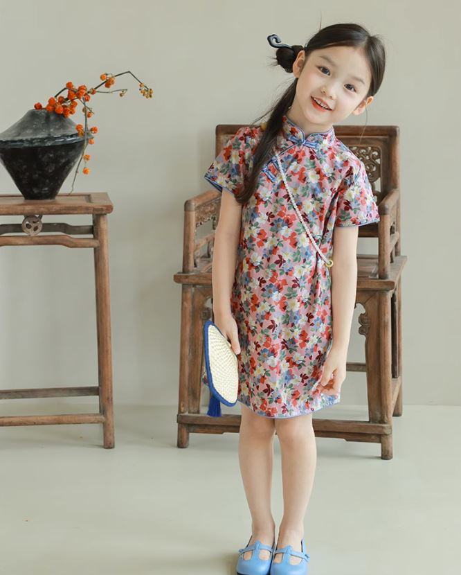 Multi-Floral Cheongsam Dress