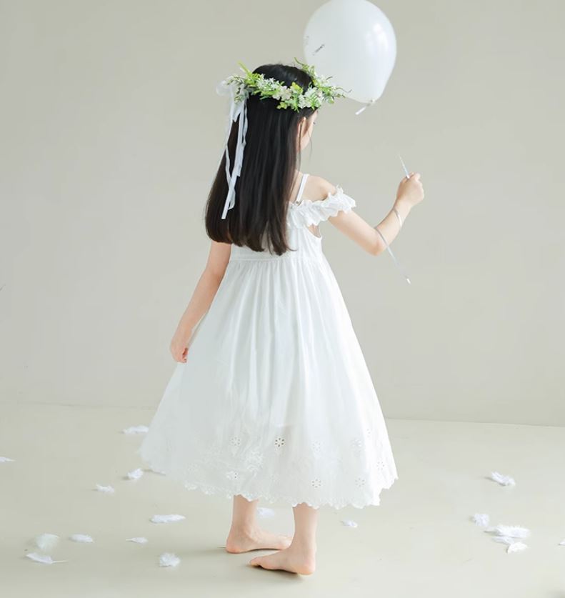 [Preorder] Drop Shoulder Eyelet Hem Dress