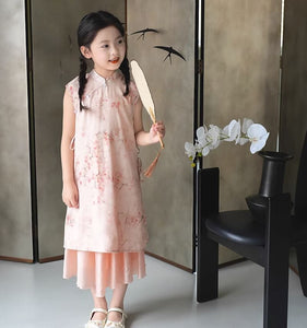 Side Ties 2-Piece Cheongsam Dress