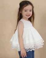 Load image into Gallery viewer, [Preorder] Puffy Lace Hem Babydoll Top
