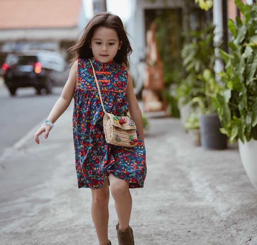 Vibrant Floral Cheongsam Dress