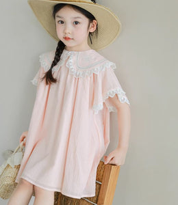 Lapel Lace Collar Babydoll Dress