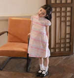 Load image into Gallery viewer, Cap Sleeves Pink Cheongsam Dress
