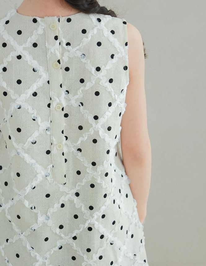 [Preorder] Polka Dots Diamond Pattern Dress