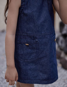 Spliced A-Line Denim Dress