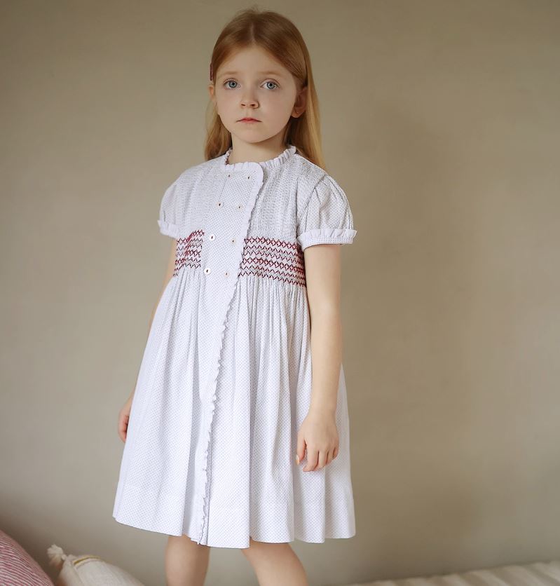 [Preorder] Dots & Shirred Buttons Dress