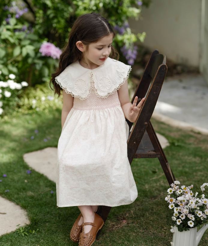[Preorder] Lapel Collar Pink Florals Dress