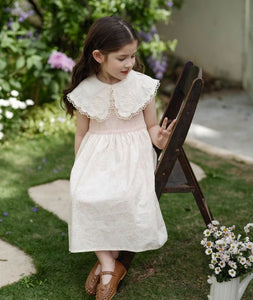 [Preorder] Lapel Collar Pink Florals Dress