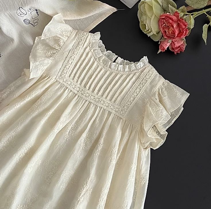 [Preorder] Ruffled Sleeve Scallop Hem Dress