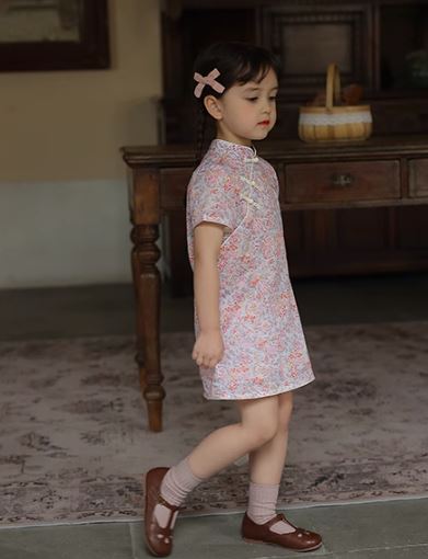 Pink Florets Classic Cheongsam Dress